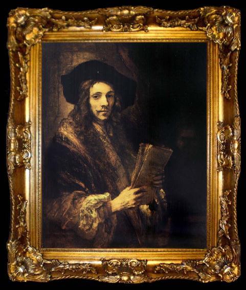framed  Rembrandt van rijn Portrait of a young madn holding a book, ta009-2